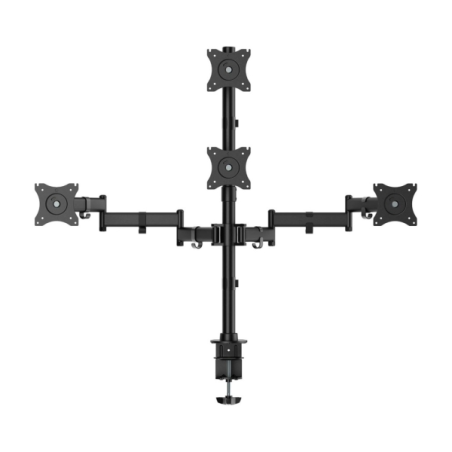 Support de bureau pivotant et inclinable Aisens Eco pour 4 écrans (13-27"), 10 kg (4 pivots, 2 bras) - Noir