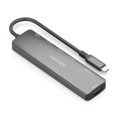Station d'accueil Aisens USB-C 7 en 1 - USB-C vers 1xHDMI - 2xUSB-A - 1xUSB-C - 1xUSB-C 100W - 1xSD - 1xMicroSD - 15cm