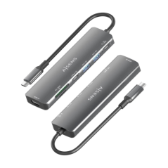 Station d'accueil Aisens USB-C 7 en 1 - USB-C vers 1xHDMI - 2xUSB-A - 1xUSB-C - 1xUSB-C 100W - 1xSD - 1xMicroSD - 15cm