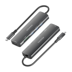 Station d'accueil Aisens USB-C 6 en 1 - USB-C vers 1xHDMI - 3xUSB-A - 1xSD - 1xMicroSD - 15 cm - Couleur Gris