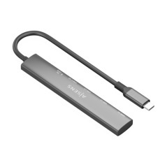 Station d'accueil Aisens USB-C 5 en 1 - USB-C vers 1xHDMI - 2xUSB-A - 1xUSB-C - 1xUSB-C PD 100W - 15cm - Couleur Gris