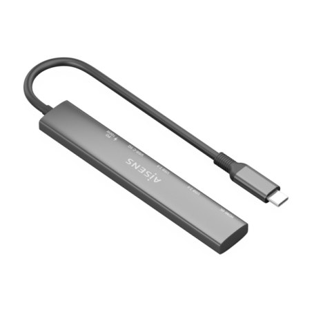Station d'accueil Aisens USB-C 5 en 1 - USB-C vers 1xHDMI - 2xUSB-A - 1xUSB-C - 1xUSB-C PD 100W - 15cm - Couleur Gris
