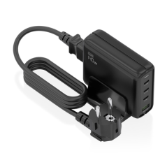 Chargeur Aisens GAN 140 W - 3 ports USB-C PD3.0, QC4.0, QC5.0 - 1 port USB-A QC3.0 - Câble de 1,4 m - Noir