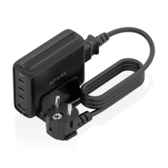 Chargeur Aisens GAN 140 W - 3 ports USB-C PD3.0, QC4.0, QC5.0 - 1 port USB-A QC3.0 - Câble de 1,4 m - Noir