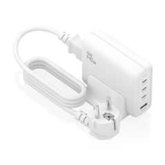 Chargeur Aisens GAN 140 W - 3 ports USB-C PD3.0, QC4.0, QC5.0 - 1 port USB-A QC3.0 - Câble de 1,4 m - Blanc
