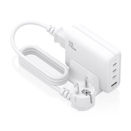 Chargeur Aisens GAN 140 W - 3 ports USB-C PD3.0, QC4.0, QC5.0 - 1 port USB-A QC3.0 - Câble de 1,4 m - Blanc