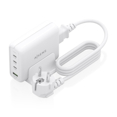 Chargeur Aisens GAN 140 W - 3 ports USB-C PD3.0, QC4.0, QC5.0 - 1 port USB-A QC3.0 - Câble de 1,4 m - Blanc
