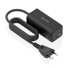 Chargeur Aisens GAN 100 W - 3 ports USB-C PD3.0, QC4.0, QC5.0 - 1 port USB-A QC3.0 - Câble de 1,4 m - Noir