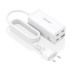 Chargeur Aisens GAN 100 W - 3 ports USB-C PD3.0, QC4.0, QC5.0 - 1 port USB-A QC3.0 - Câble de 1,4 m - Blanc
