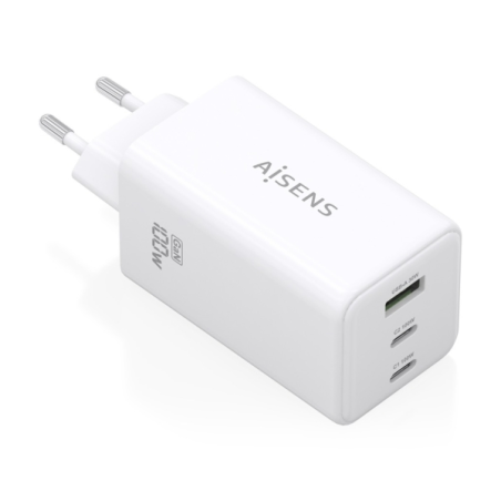 Chargeur Aisens GAN 100 W - 2 ports USB-C PD3.0, QC4.0, QC5.0 - 1 port USB-A QC3.0 - Blanc