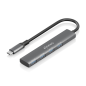 Hub USB-C ultra fin Aisens - 1xUSB3.1 Gen1 + 4xUSB3.0 - Haute vitesse 5 Gbit/s - Alimentation USB-C - Câble 15 cm - Gris