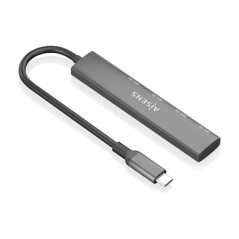 Hub USB-C ultra fin Aisens - 1xUSB3.1 Gen1 + 4xUSB3.0 - Haute vitesse 5 Gbit/s - Alimentation USB-C - Câble 15 cm - Gris