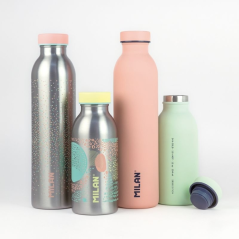 Bouteille isotherme Milan Silver Series 0,59 L - Double paroi en acier inoxydable - Liquides chauds jusqu'à 12 h, liquides