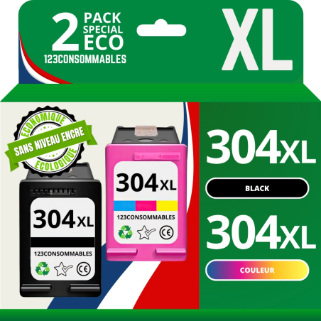 ✅ Pack 2 cartouches compatible avec HP 304 XL noir et couleur couleur pack en stock