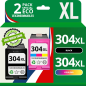 Pack 2 cartouches compatible avec HP 304 XL - Sans niveau