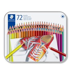Boîte métallique Staedtler 175 de 72 crayons de couleur hexagonaux - Couleurs assorties