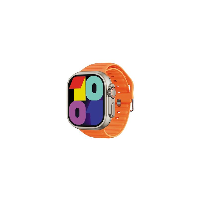 Montre connectée XO M10, écran carré HD 2", appels Bluetooth, IP67, chargeur magnétique, orange