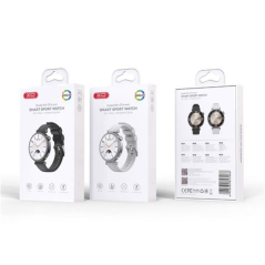 Montre connectée XO GT4 Mini, écran rond AMOLED 1,32", multisports, suivi du sommeil, appels Bluetooth, IP68, couleur argent