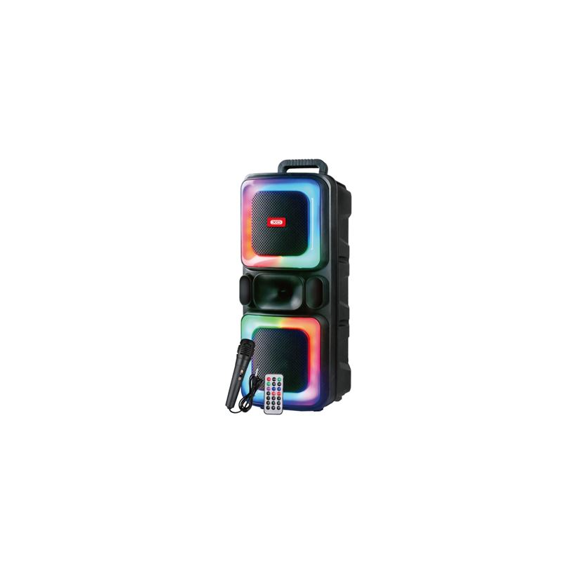 Enceinte karaoké XO F55 - Bluetooth 5.0 - 20 W - Fonction TWS - Éclairage RGB - Microphone filaire inclus - Bluetooth, FM, USB