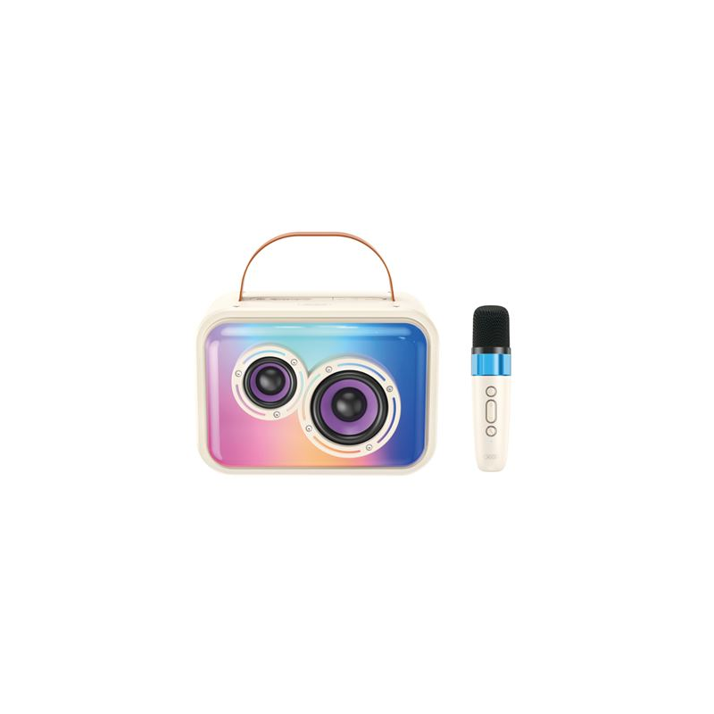 Enceinte karaoké XO F54 - Bluetooth 5.3 - 20 W - Fonction TWS - Microphone sans fil - Batterie 1800 mAh - Blanc