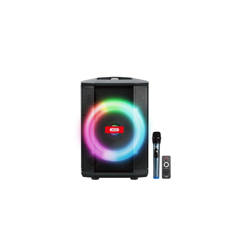Enceinte karaoké XO F53 - Bluetooth 5.0 - 40 W - Fonction TWS - Éclairage RGB - Microphone sans fil inclus - Bluetooth, FM, USB