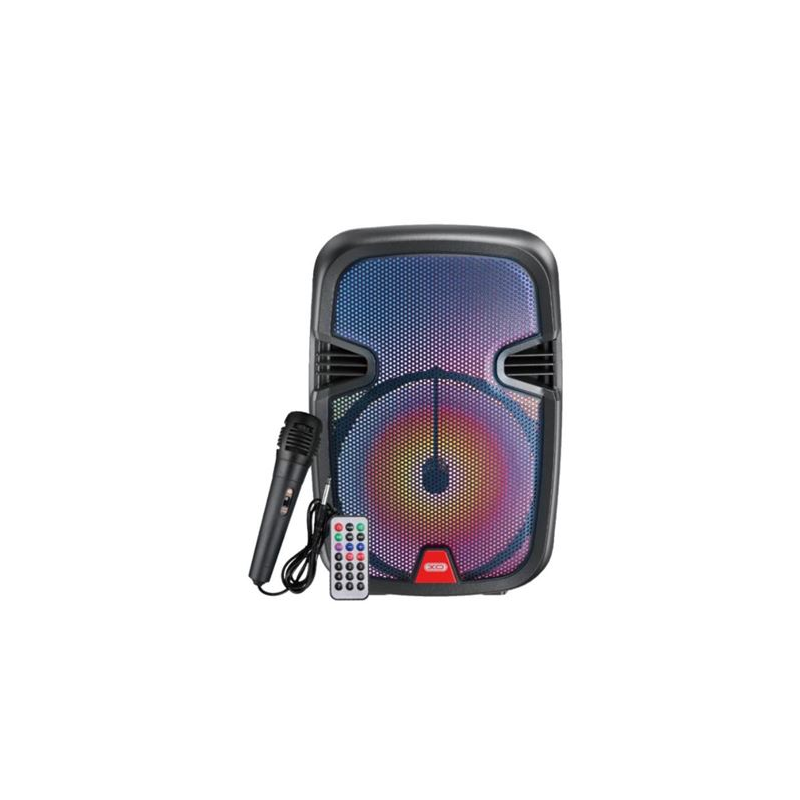 Enceinte karaoké XO F51 - Bluetooth 5.0 - 10 W - Fonction TWS - Éclairage RGB - Microphone filaire - Télécommande - Noir
