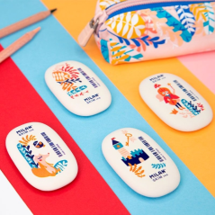 Lot de 16 gommes ovales Milan 1416 Story Time blanches