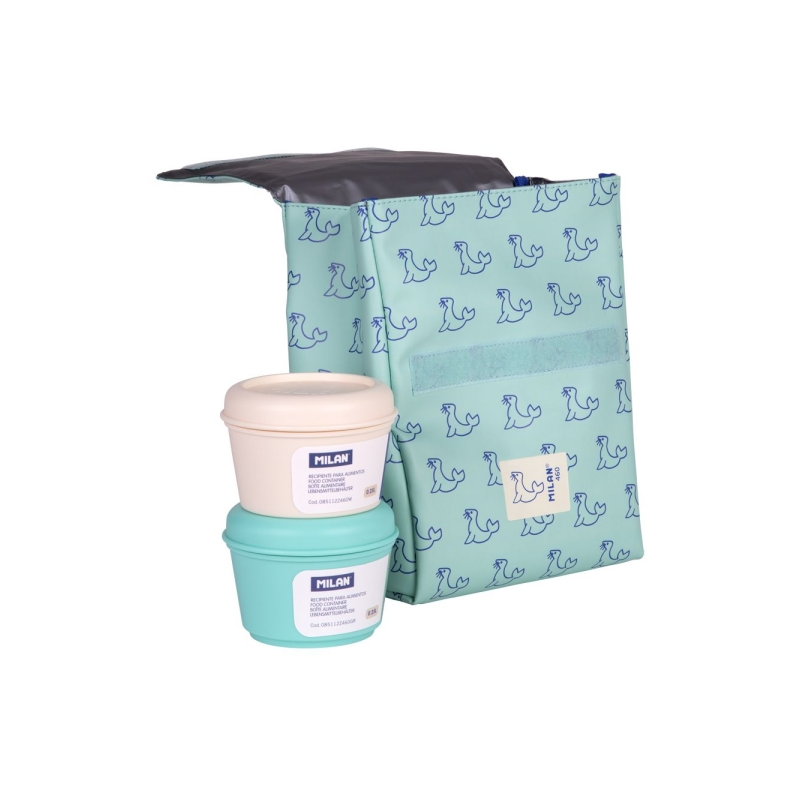 Sac isotherme Milan Collection 460 3,5 L - Comprend 2 contenants alimentaires de 0,25 L - Intérieur isotherme - Vert/Bleu