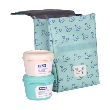 Sac isotherme Milan Collection 460 3,5 L - Comprend 2 contenants alimentaires de 0,25 L - Intérieur isotherme - Vert/Bleu