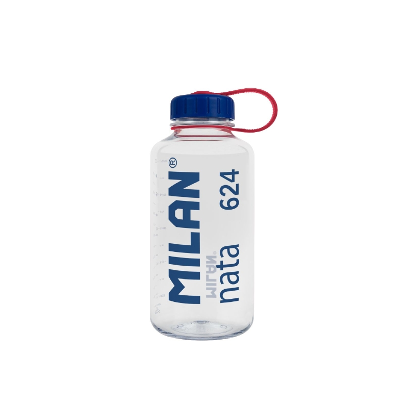 Bouteille Milan Nata® 624 1 L en Tritan - Très légère - Doseur amovible - Graduation - Sans BPA - Transparente/Bleue