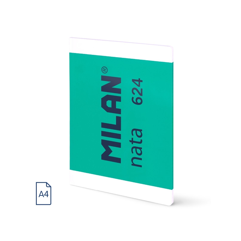Cahier collé Milan Nata 624, format A4, quadrillé 5 x 5 mm, 48 feuilles de 95 g/m², microperforé, vert