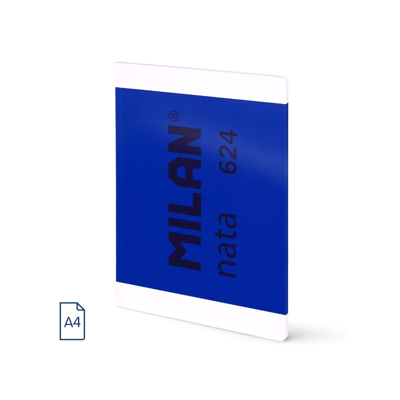 Cahier collé Milan Nata 624, format A4, quadrillé 5 x 5 mm, 48 feuilles de 95 g/m², microperforé, bleu