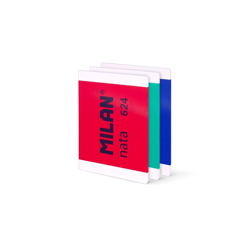 Milan Nata 624 Lot de 3 cahiers lignés A4, épaisseur 7 mm - 48 feuilles de 95 g/m² - Microperforés - Couleurs assorties