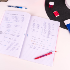 Cahier collé Milan Nata 624, format A4, ligné 7 mm, 48 feuilles de 95 g/m², microperforé, bleu