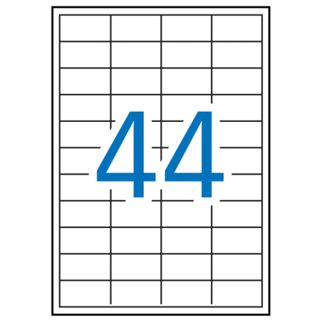 Pack de 4 400 étiquettes rectangulaires Apli 48,5 x 25,4 mm - 100 feuilles de 44 étiquettes - Adhésif amovible - Bords droits