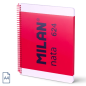 LOT de 3 Cahier à spirale Milan Nata 624, format A4, ligné 7 mm, 80 feuilles de 95 g/m², microperforé, 4 trous, rose