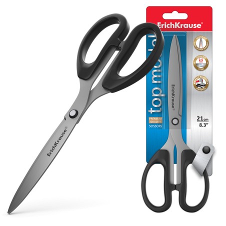 ✅ Ciseaux Erichkrause Top Model - Lames en forme d'arc en acier inoxydable - Double affûtage avancé - Résista en stock