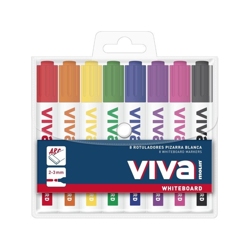 Marqueurs tableau blanc Molin Viva lot de 8 pointe ronde 3 mm Marqueurs tableau blanc Molin Viva lot de 8 pointe ronde 3 mm