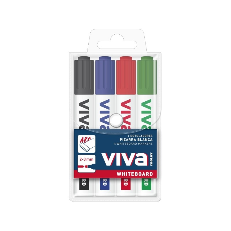 Marqueurs tableau blanc Molin Viva lot de 4 pointe ronde 3 mm