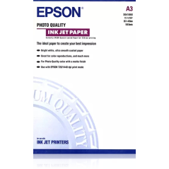 Pack de 100 feuilles de papier photo Epson qualité photo jet d'encre A3 102 g/m² - Finition mate - Blanc