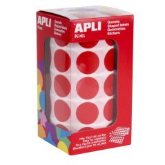 Rouleau de 1770 autocollants ronds rouges Apli - Ø 20 mm - Adhésif permanent - Développe les compétences et les aptitudes des