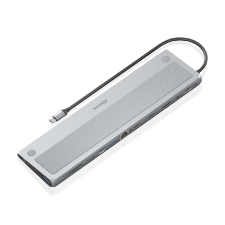 Station d'accueil USB-C Aisens 12 en 1 - USB-C vers 2xHDMI - 1xDisplayPort - 1xRJ45 - 3xUSB-A USB3.0 - 1xUSB-C - 1xUSB-C PD