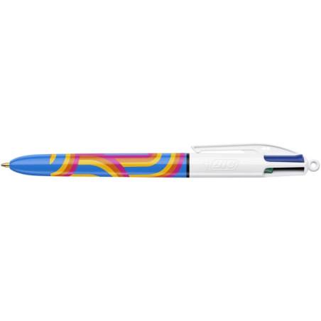 Stylo bille rétractable Bic 4 couleurs Lines - Lot de 12 - 1,0 mm