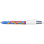 Stylo bille rétractable Bic 4 couleurs Lines - Lot de 12 - 1,0 mm