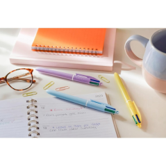 ✅ LOT de 12 Stylo bille rétractable Bic 4 couleurs pastel - Pointe moyenne 1,0 mm - Encre à l'huile - Corps pa en stock