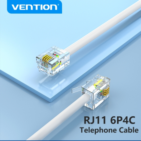 Câble téléphonique Vention RJ11 - 2 m - Blanc