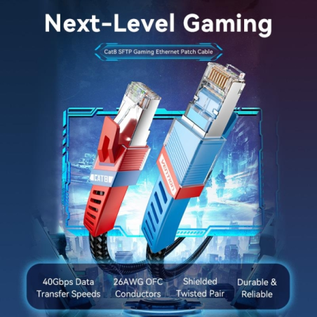 Câble réseau Vention Cat.8 SFTP RJ45 - 0,5 m - Gaming - Noir