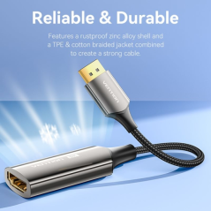 Adaptateur Vention DisplayPort 1.4 8K mâle vers HDMI 2.1 8K femelle - 0,25 m - Tressé - Noir