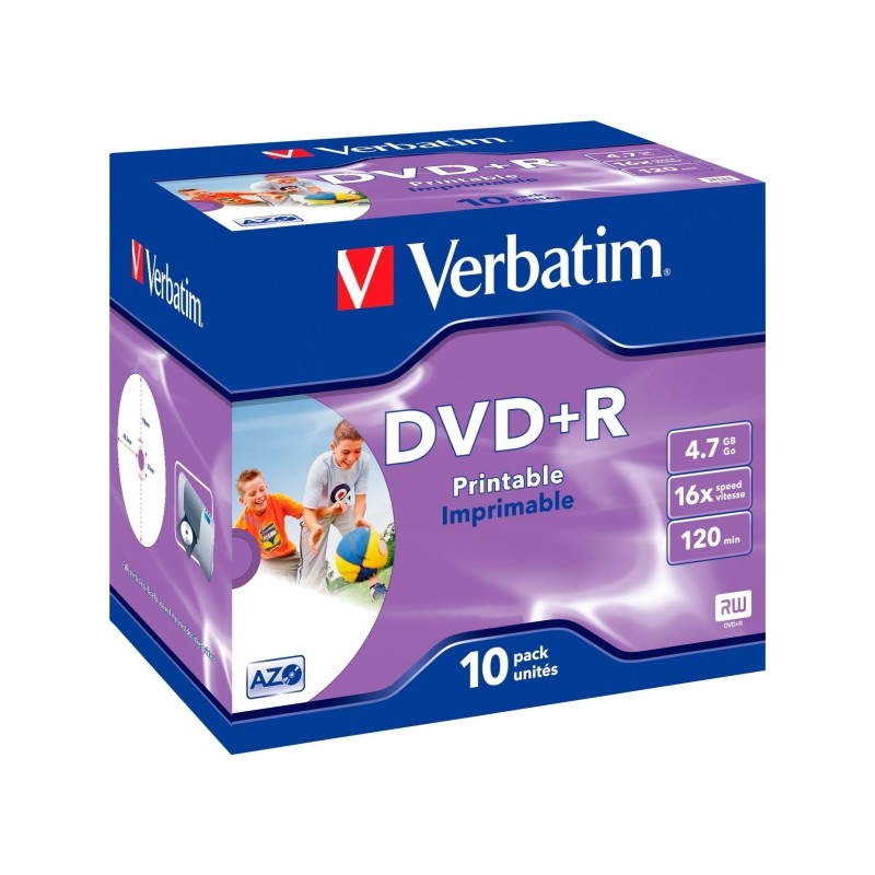 Verbatim Pack de 10 DVD+R imprimables 16x 4,7 Go