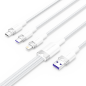 Câble Vention USB-A 2.0 vers USB-C, Lightning, Micro-B 6 A - 1,5 m - Tressé - Blanc